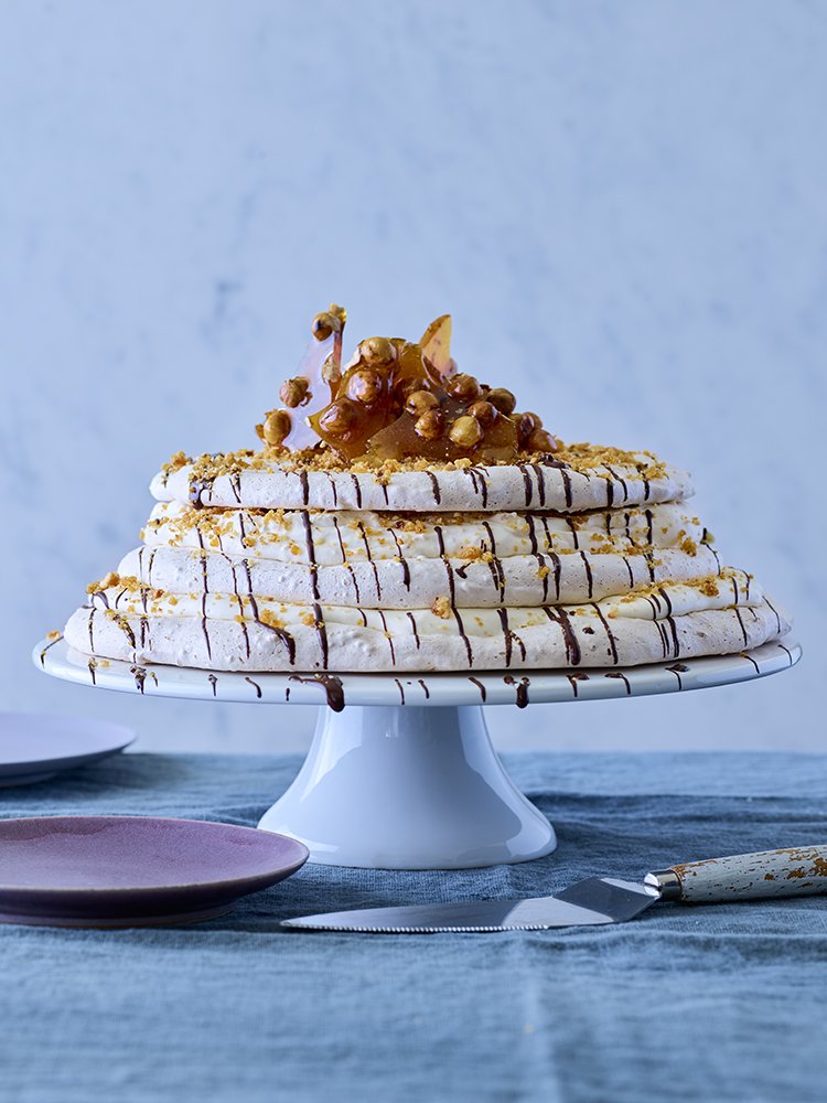 hazelnut meringue and praline torte