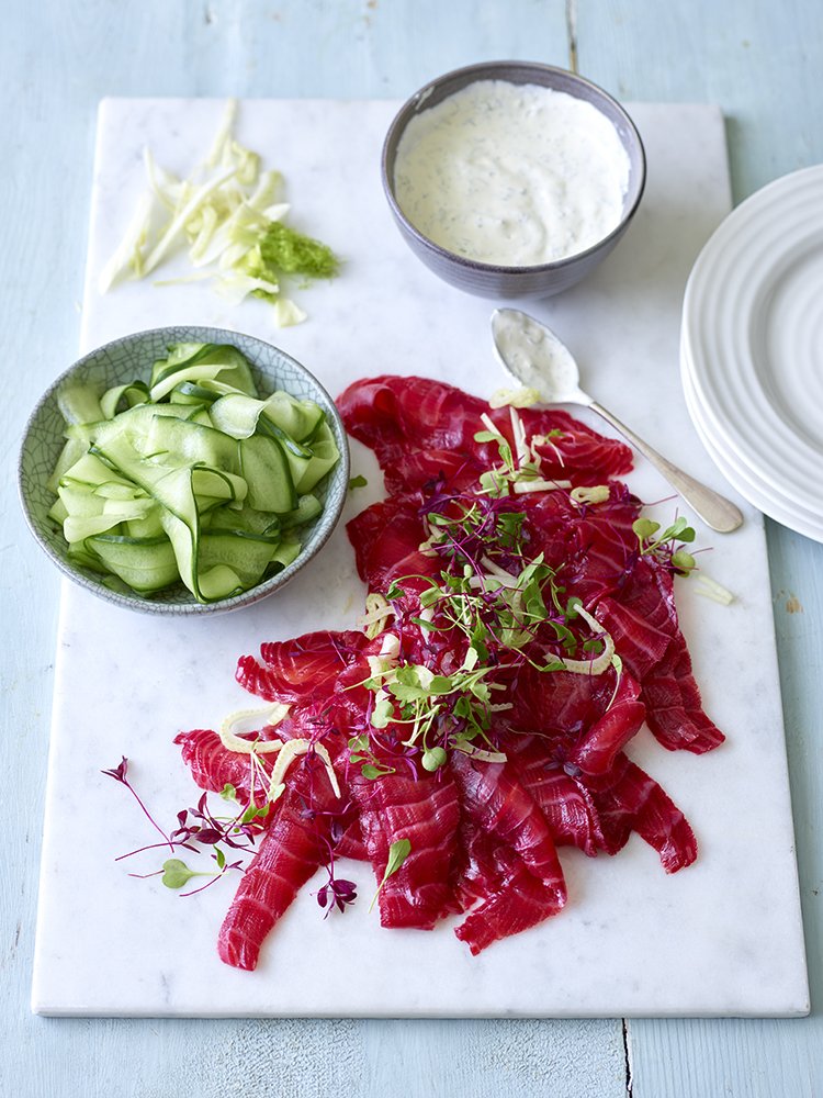 beetroot and fennel cured salmon