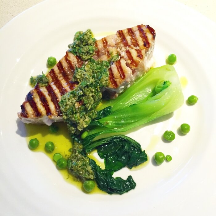 griddled swordfish & salsa verde