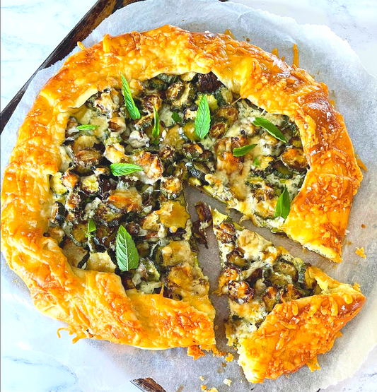 lemony courgette, ricotta, gruyère & mint galette