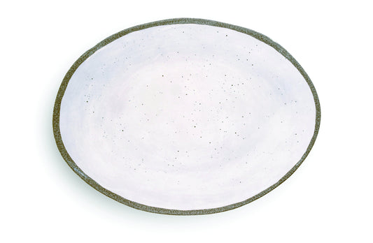 oval white speckled melamine platter