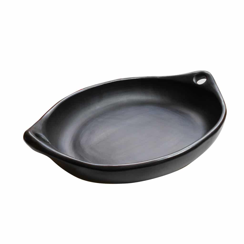 tierra negra black oval ovenproof dish with handles - large